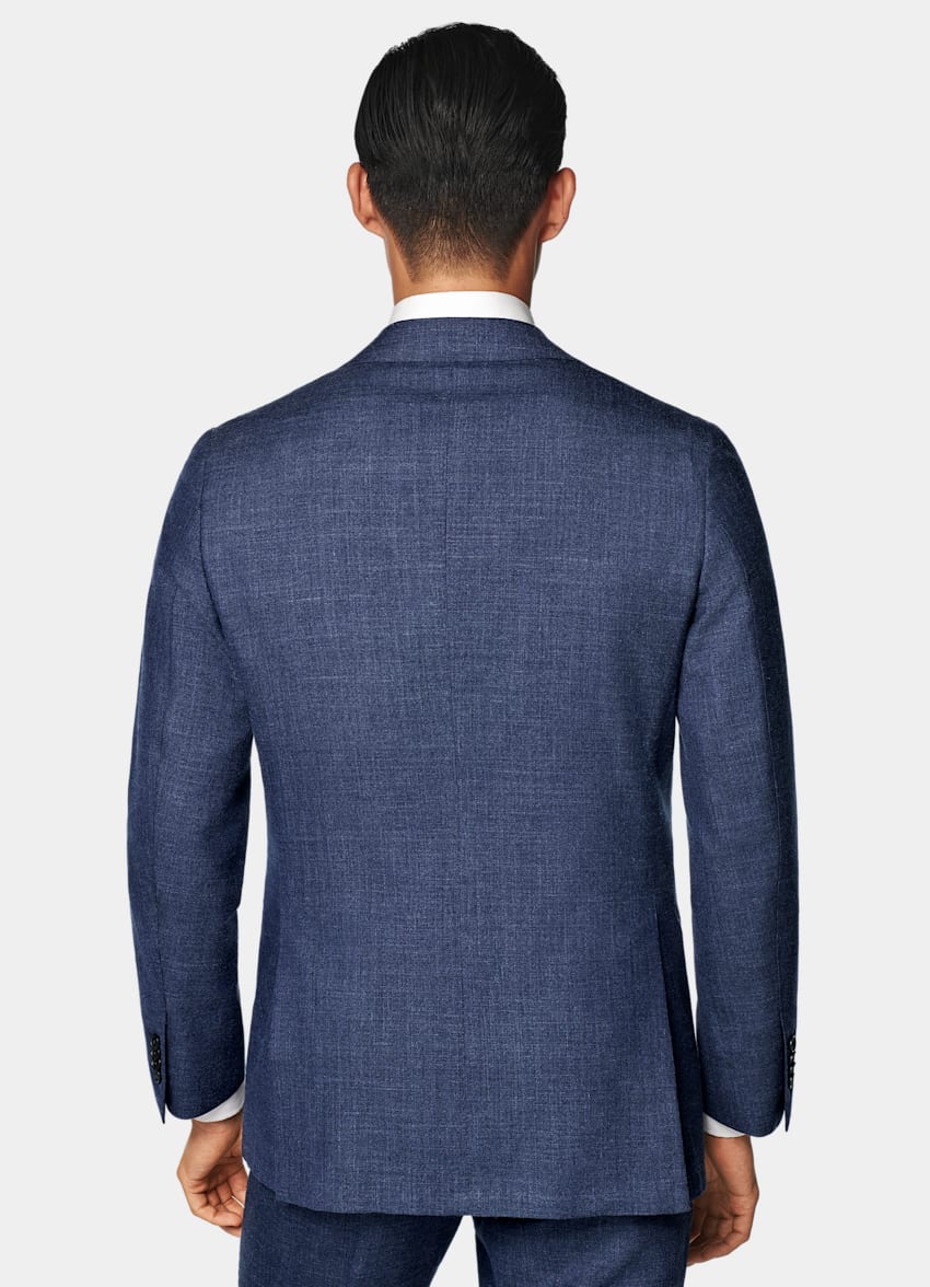 SUITSUPPLY Summer Wool Silk Linen by E.Thomas, Italy Mid Blue Tailored Fit Havana Suit