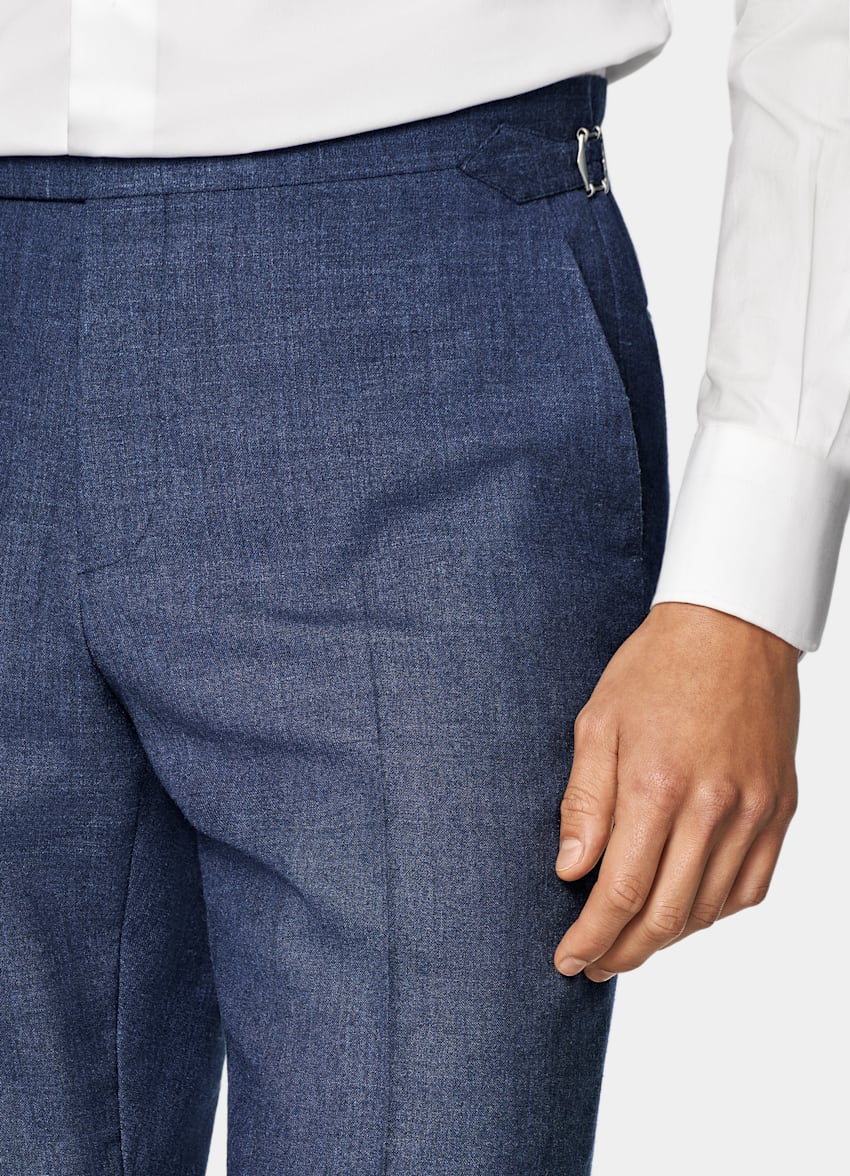 SUITSUPPLY Summer Wool Silk Linen by E.Thomas, Italy Mid Blue Tailored Fit Havana Suit