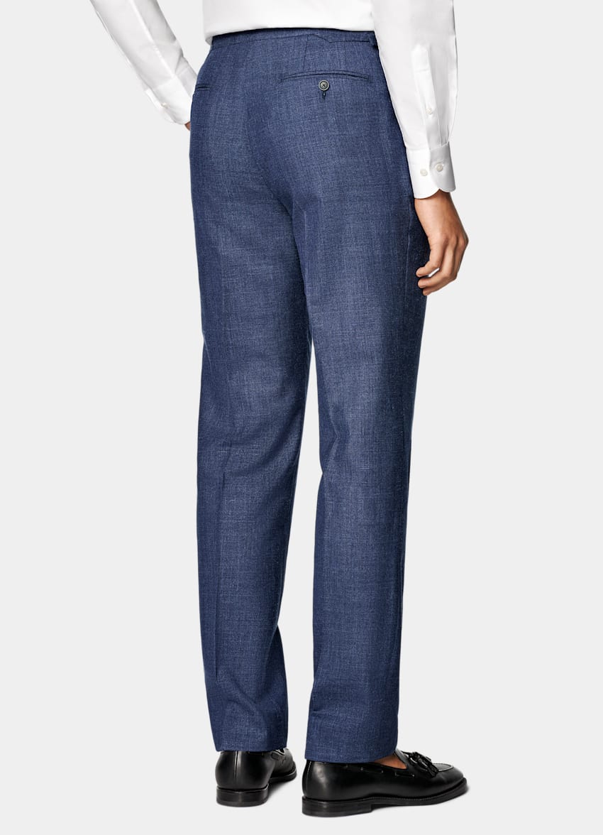 SUITSUPPLY Summer Wool Silk Linen by E.Thomas, Italy Mid Blue Tailored Fit Havana Suit