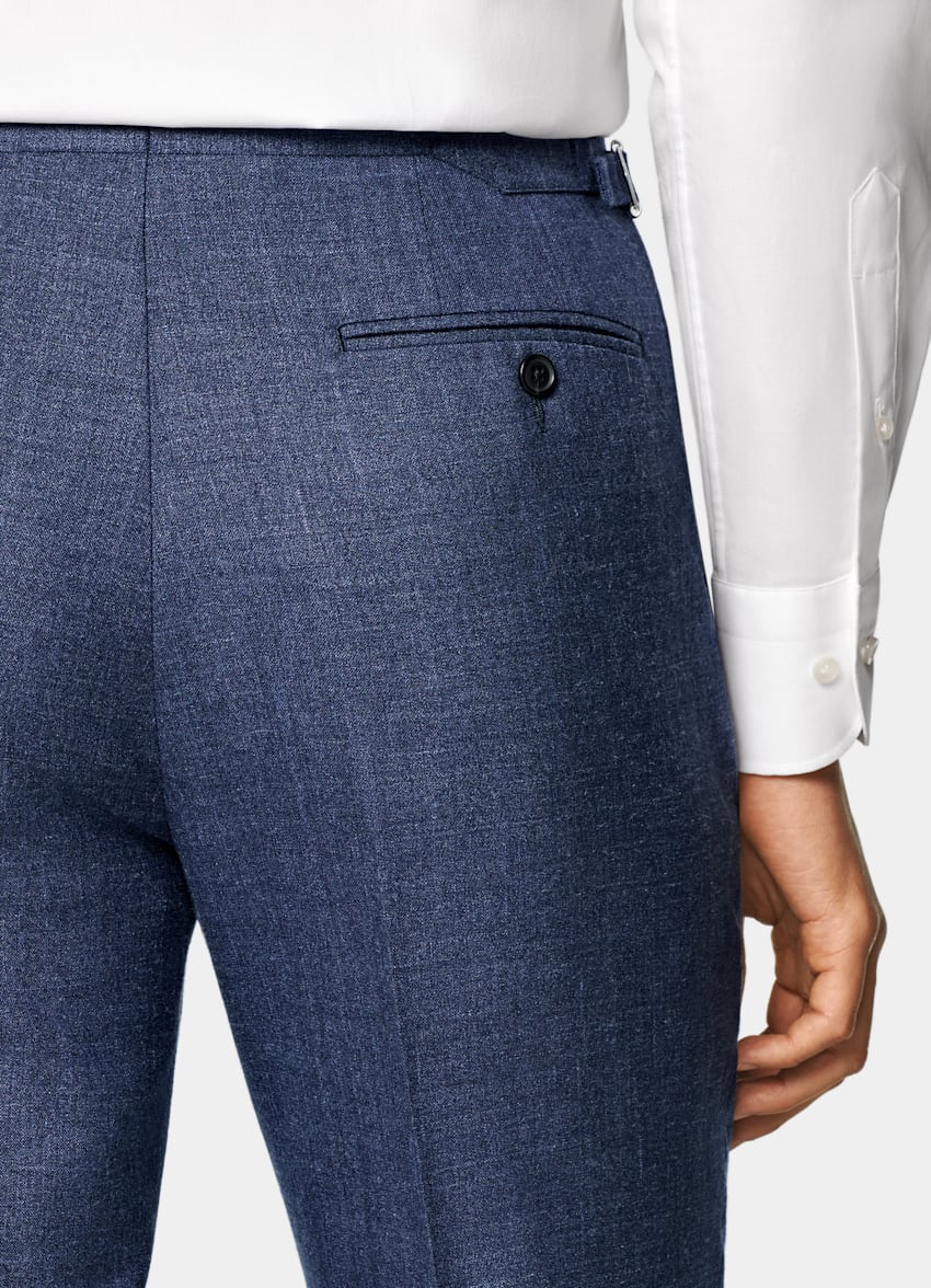 SUITSUPPLY Summer Wool Silk Linen by E.Thomas, Italy Mid Blue Tailored Fit Havana Suit