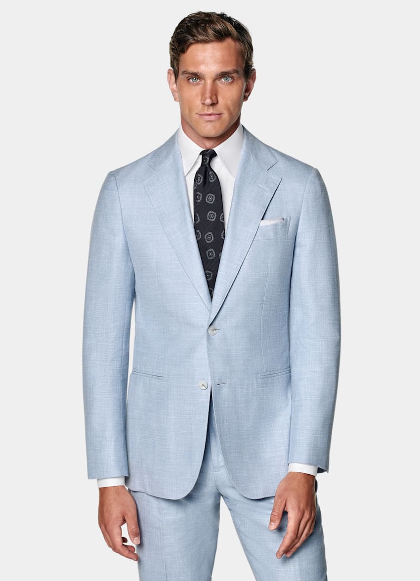 SUITSUPPLY Estate Lana, seta e lino - E.Thomas, Italia Abito Havana blu chiaro tailored fit