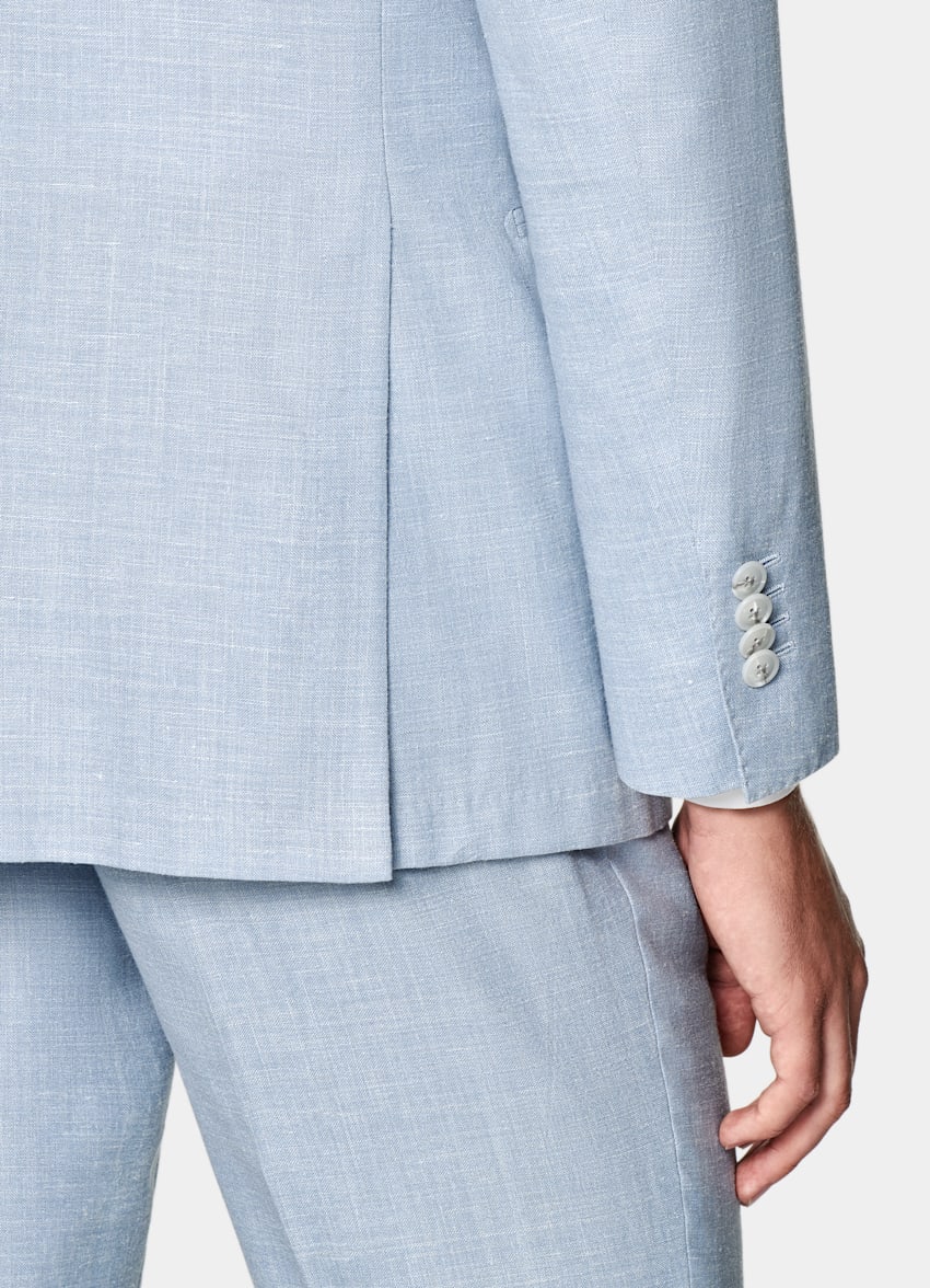 SUITSUPPLY Estate Lana, seta e lino - E.Thomas, Italia Abito Havana blu chiaro tailored fit