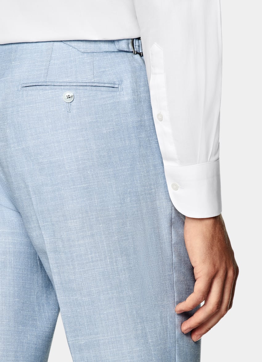 SUITSUPPLY Estate Lana, seta e lino - E.Thomas, Italia Abito Havana blu chiaro tailored fit