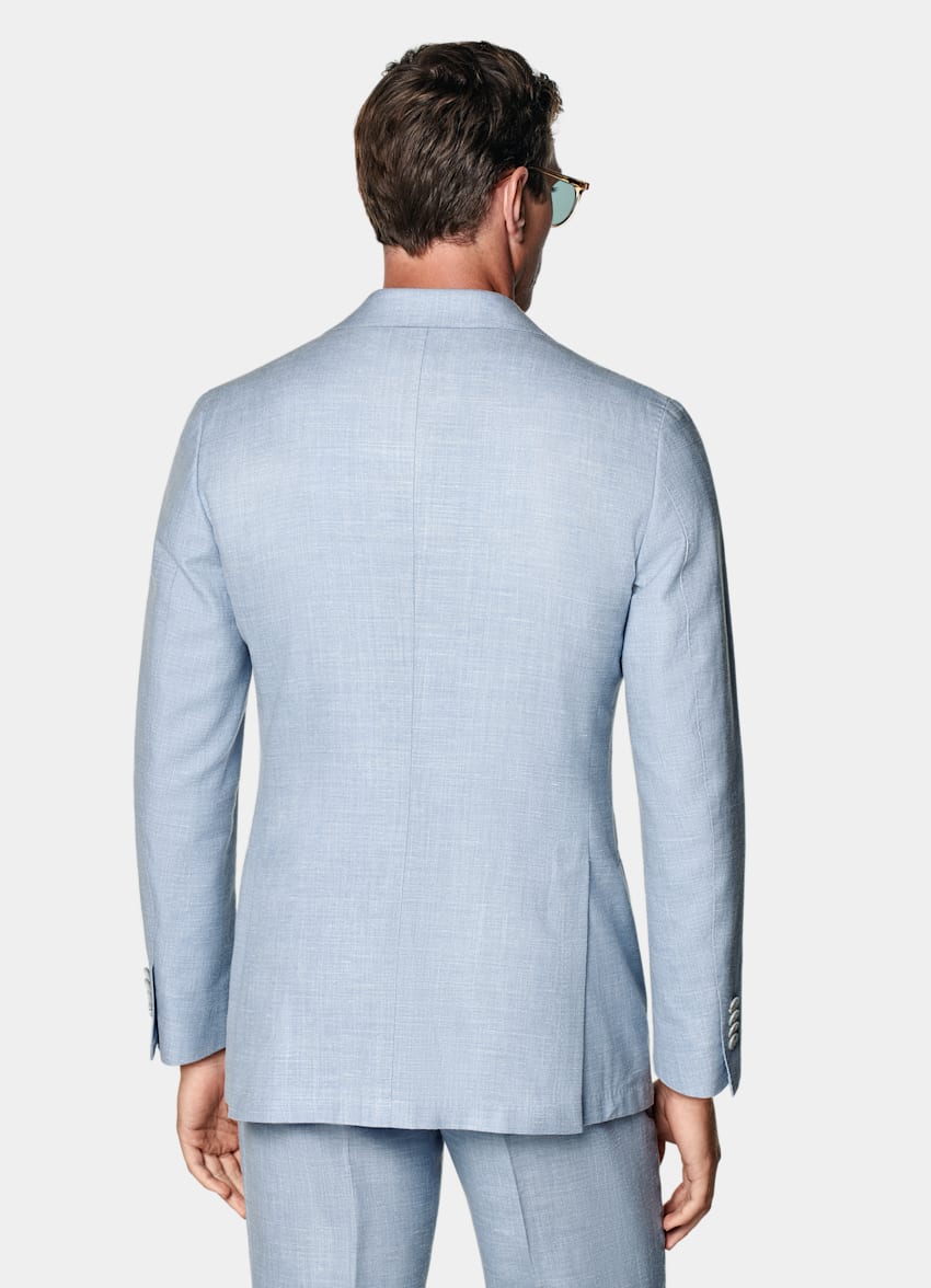 SUITSUPPLY Summer Wool Silk Linen by E.Thomas, Italy Light Blue Tailored Fit Havana Suit