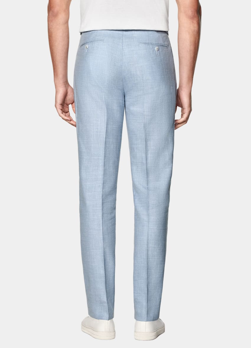 SUITSUPPLY Summer Wool Silk Linen by E.Thomas, Italy Light Blue Tailored Fit Havana Suit