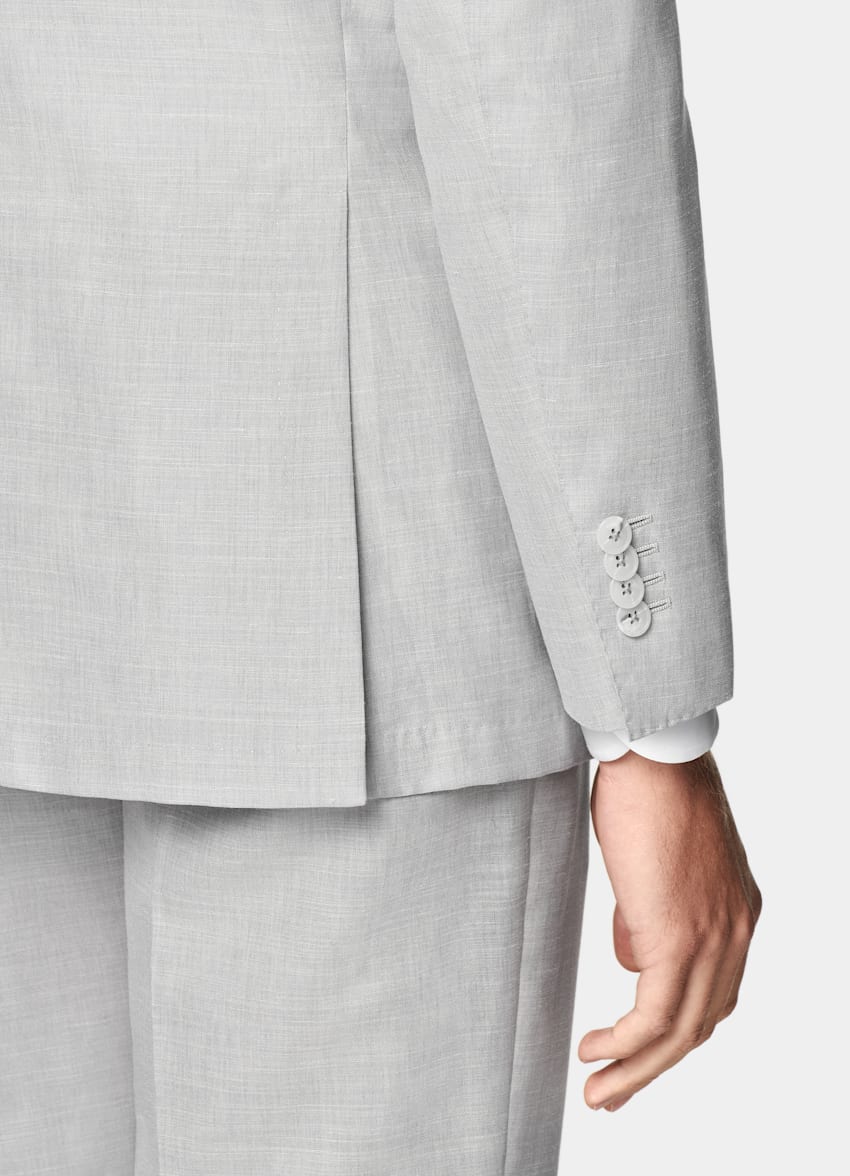 SUITSUPPLY Summer Wool Silk Linen by Rogna, Italy Light Grey Tailored Fit Havana Suit