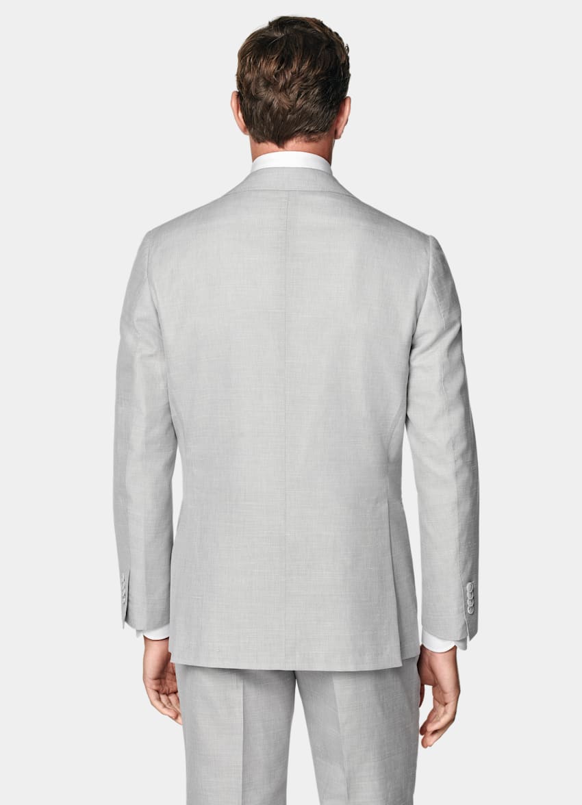 SUITSUPPLY Summer Wool Silk Linen by Rogna, Italy Light Grey Tailored Fit Havana Suit