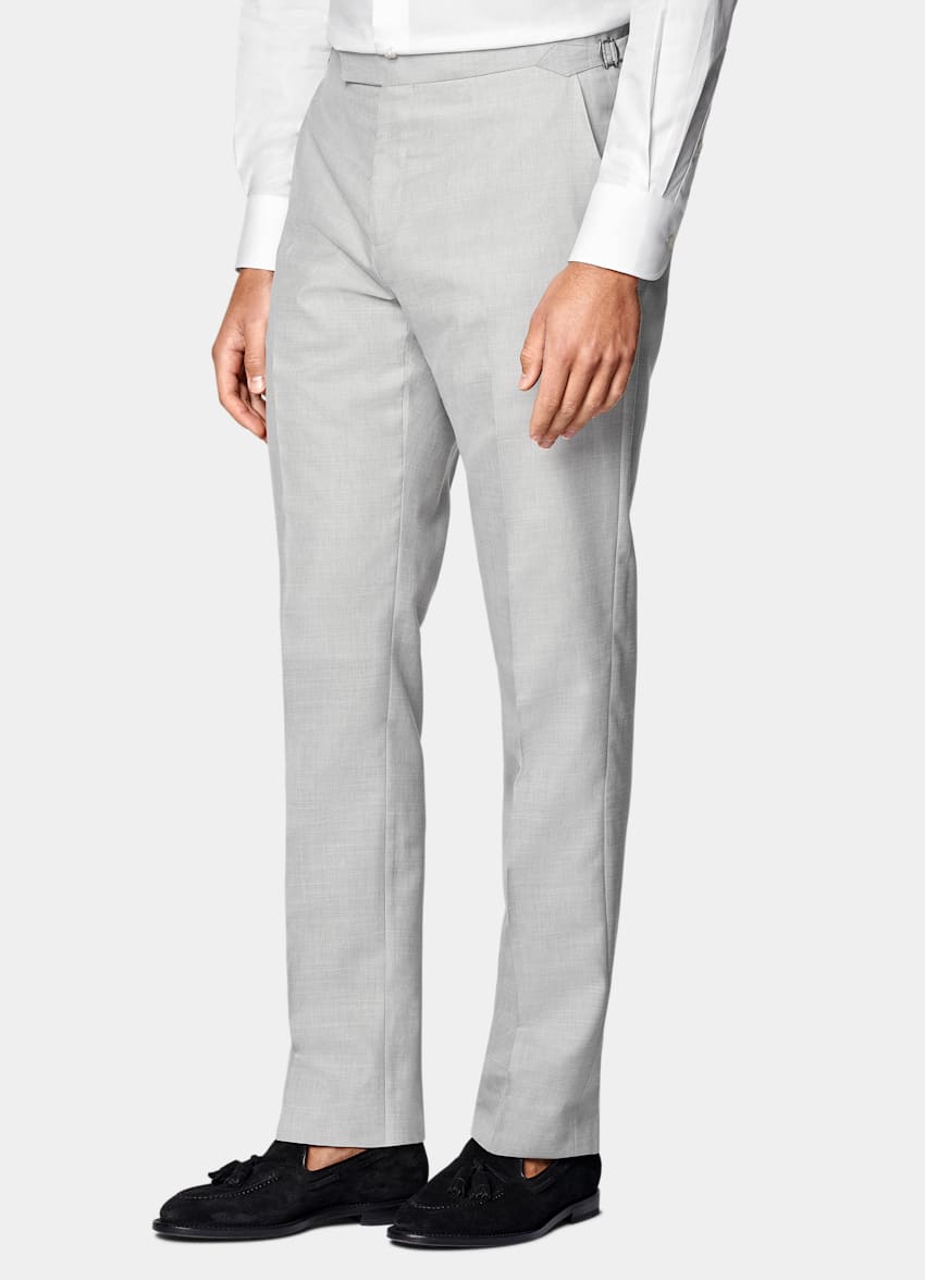 SUITSUPPLY Summer Wool Silk Linen by Rogna, Italy Light Grey Tailored Fit Havana Suit