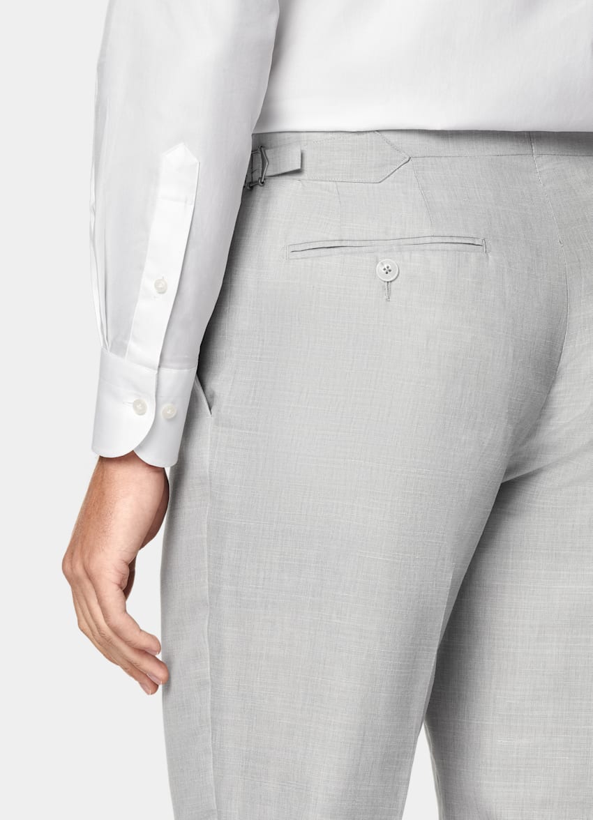 SUITSUPPLY Summer Wool Silk Linen by Rogna, Italy Light Grey Tailored Fit Havana Suit
