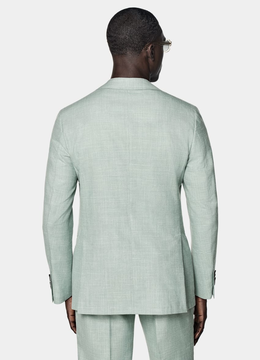 SUITSUPPLY Summer Wool Silk Linen by E.Thomas, Italy Light Green Tailored Fit Havana Suit