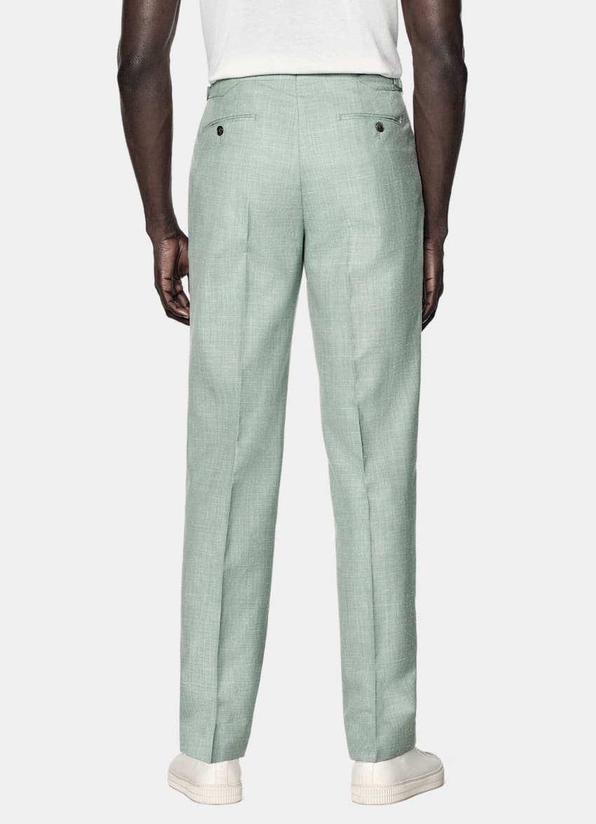 SUITSUPPLY Summer Wool Silk Linen by E.Thomas, Italy Light Green Tailored Fit Havana Suit