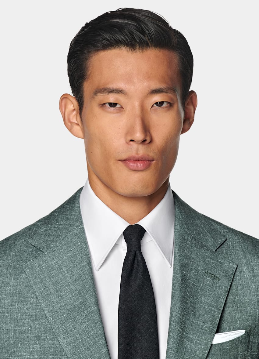 SUITSUPPLY Summer Wool Silk Linen by E.Thomas, Italy Green Tailored Fit Havana Suit