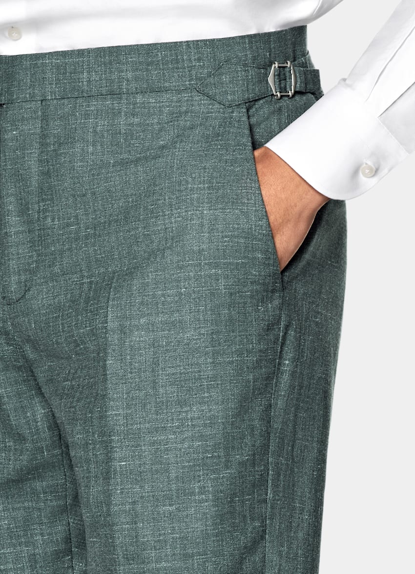 SUITSUPPLY Summer Wool Silk Linen by E.Thomas, Italy Green Tailored Fit Havana Suit