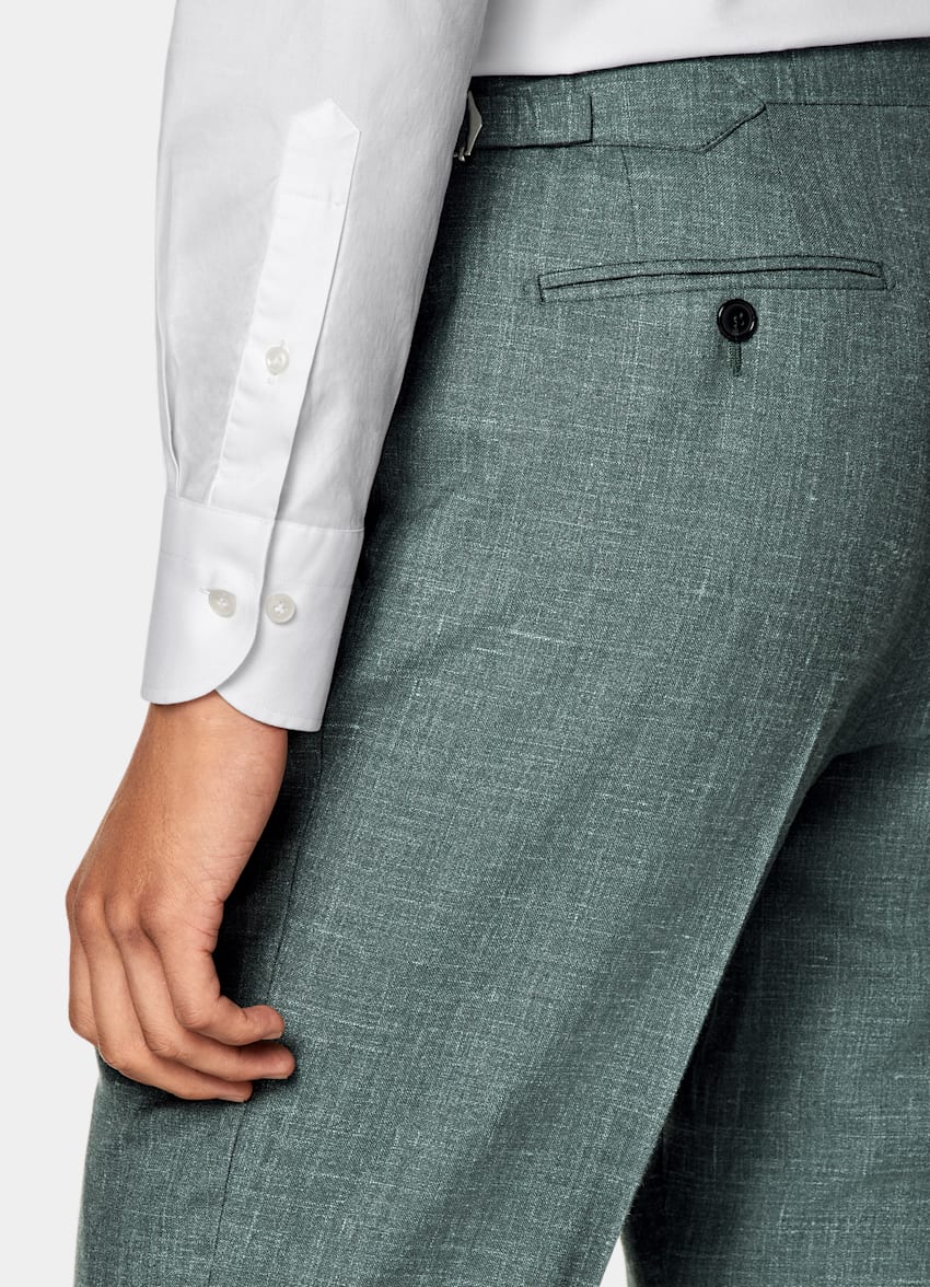 SUITSUPPLY Summer Wool Silk Linen by E.Thomas, Italy Green Tailored Fit Havana Suit