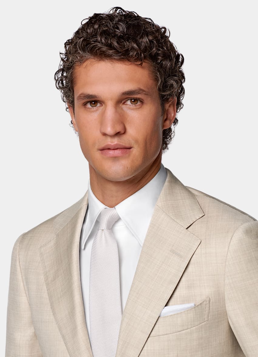 SUITSUPPLY All Season Pure S130's Wool by Delfino, Italy Sand Tailored Fit Havana Suit