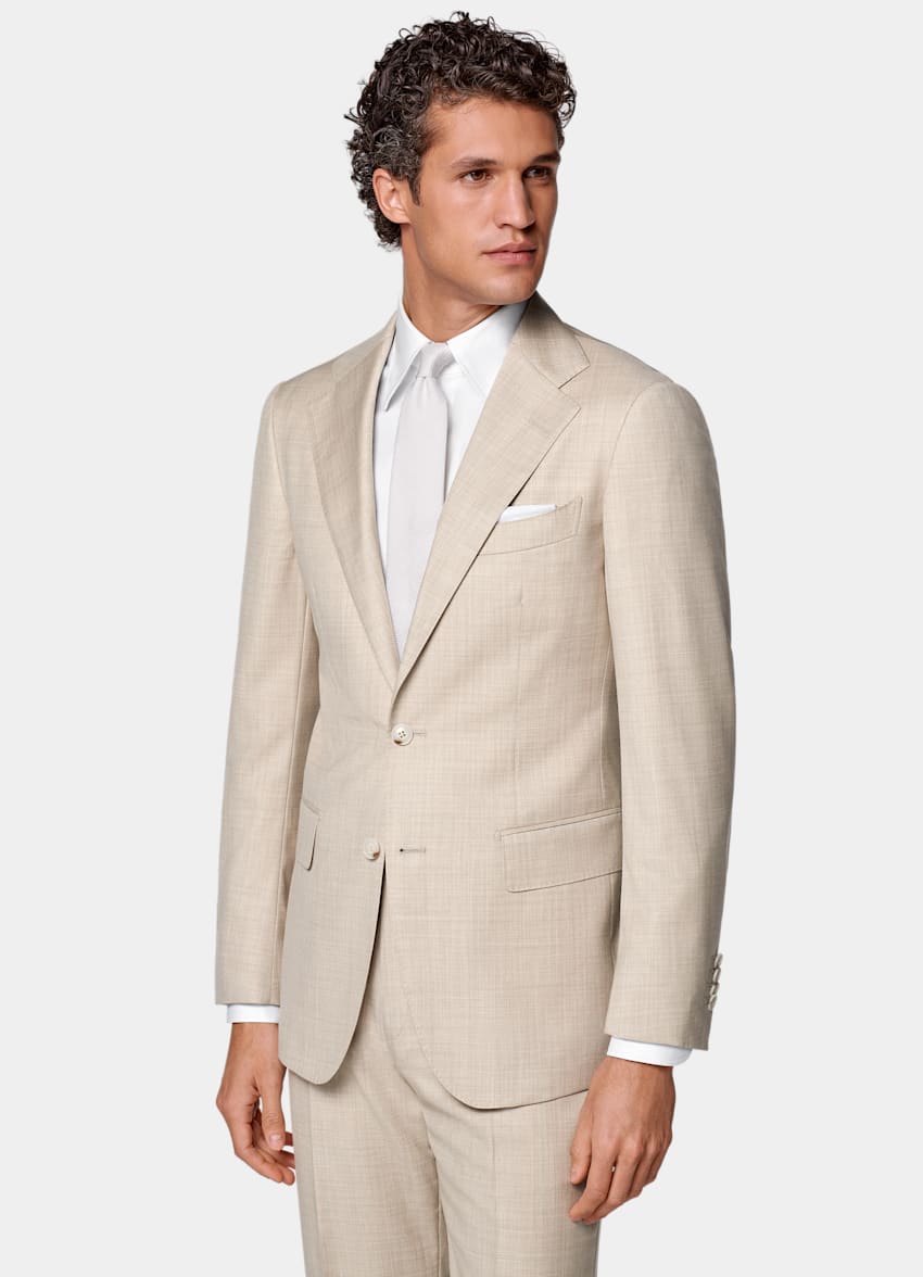 SUITSUPPLY All Season Pure S130's Wool by Delfino, Italy Sand Tailored Fit Havana Suit