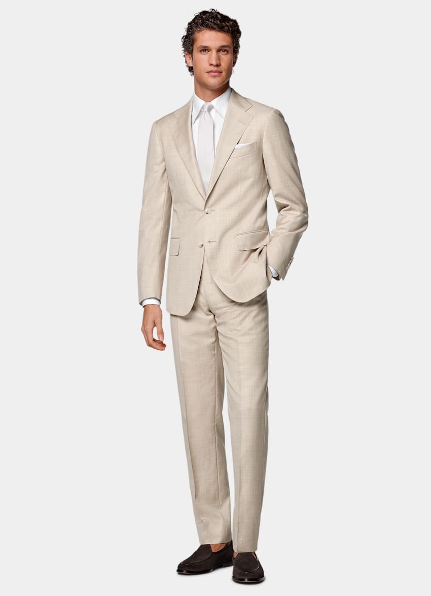 SUITSUPPLY All Season Pure S130's Wool by Delfino, Italy Sand Tailored Fit Havana Suit
