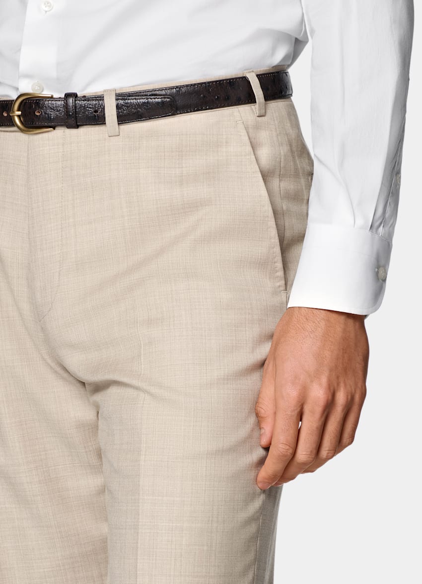 SUITSUPPLY All Season Pure S130's Wool by Delfino, Italy Sand Tailored Fit Havana Suit