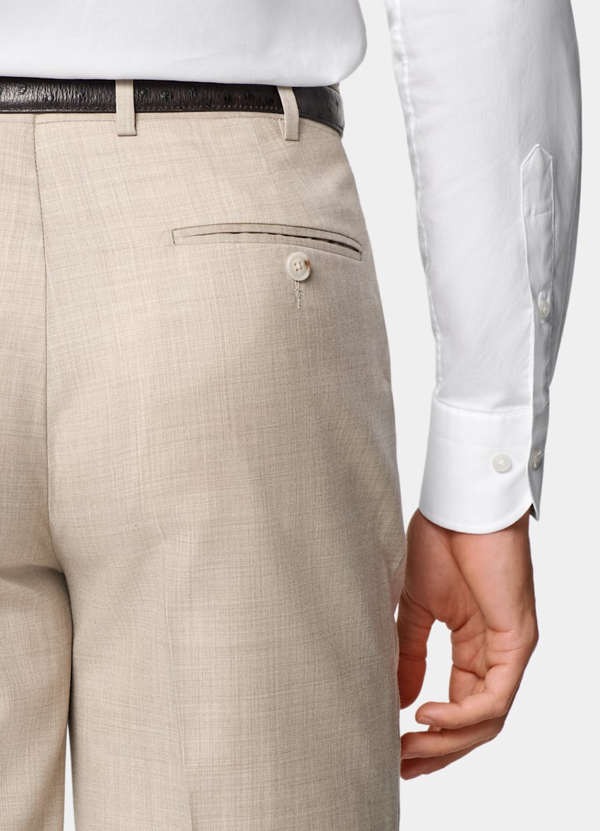 SUITSUPPLY All Season Pure S130's Wool by Delfino, Italy Sand Tailored Fit Havana Suit