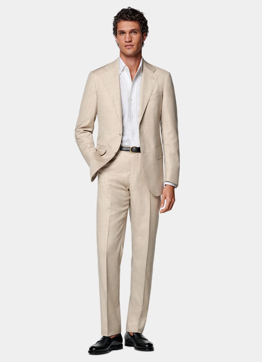 SUITSUPPLY All season Pura lana S130's - Delfino, Italia Abito Havana color sabbia tailored fit