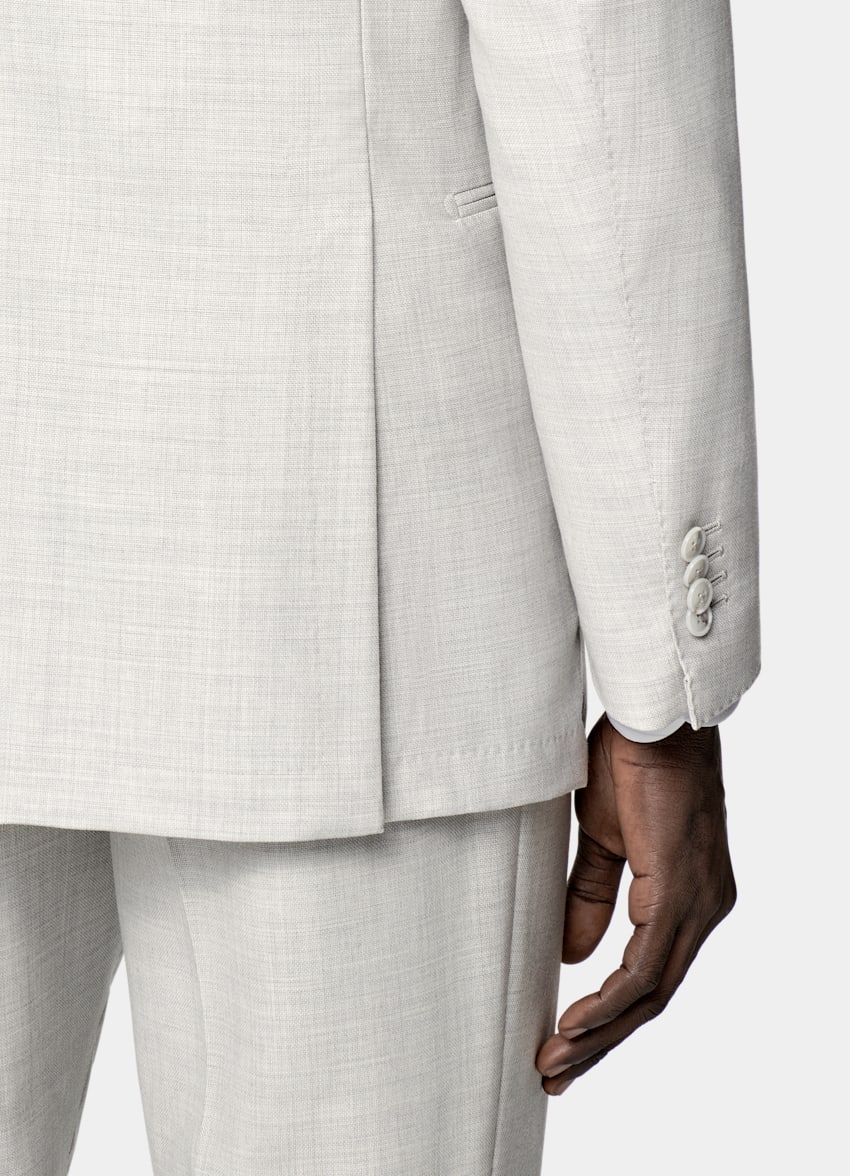 SUITSUPPLY All Season Pure S130's Wool by Drago, Italy Light Grey Tailored Fit Havana Suit