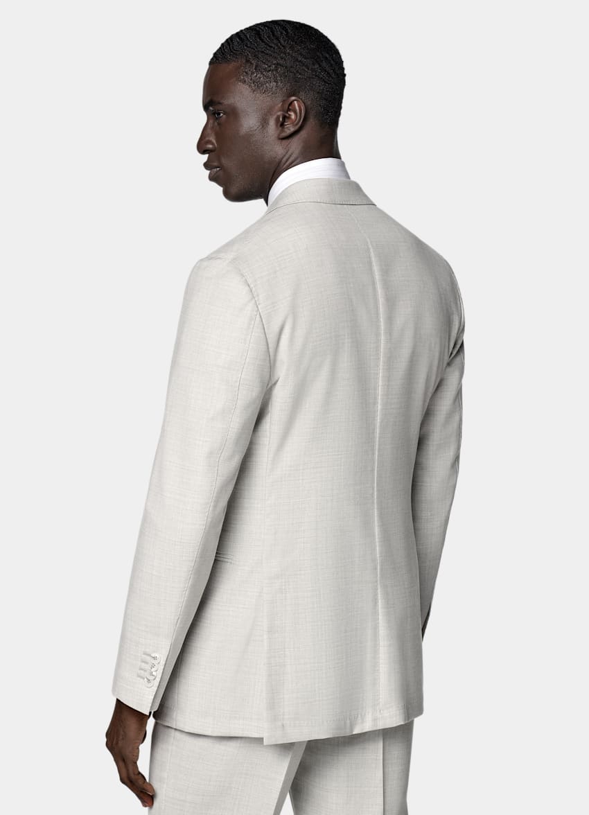 SUITSUPPLY All Season Pure S130's Wool by Drago, Italy Light Grey Tailored Fit Havana Suit