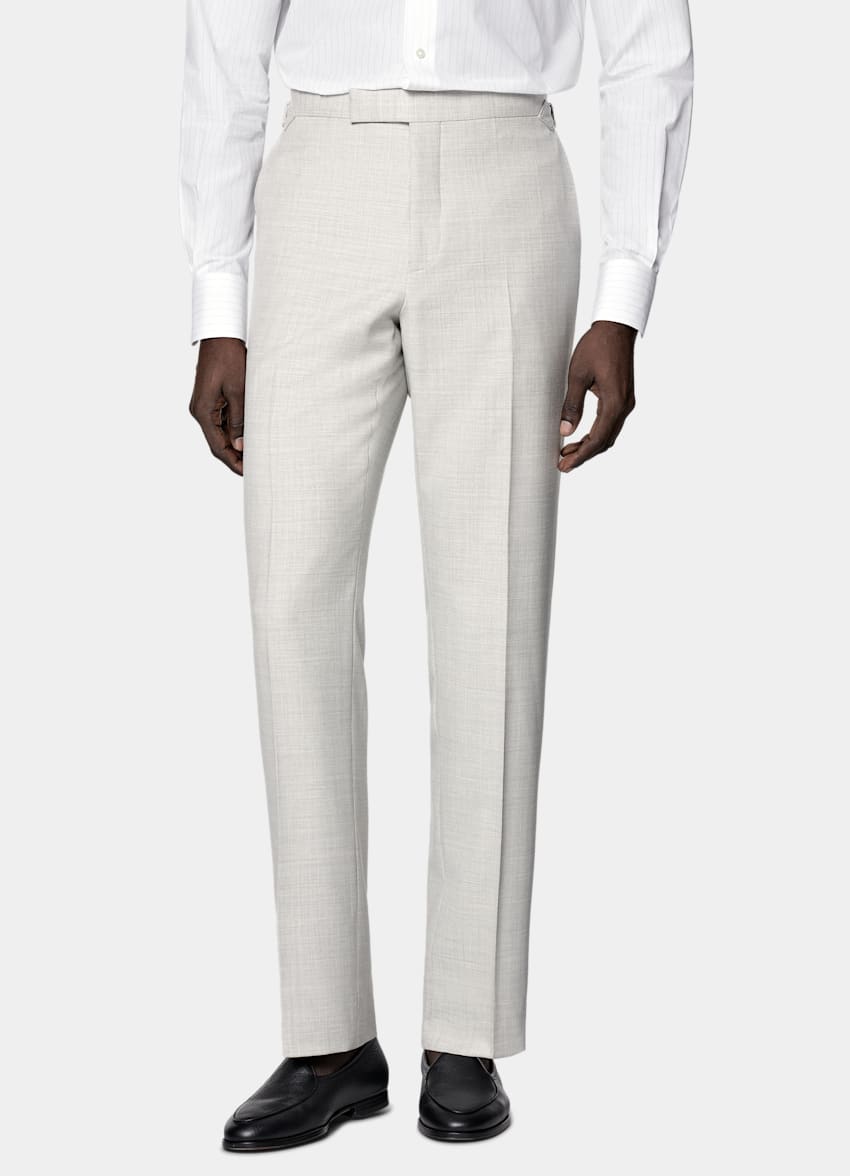 SUITSUPPLY All Season Pure S130's Wool by Drago, Italy Light Grey Tailored Fit Havana Suit