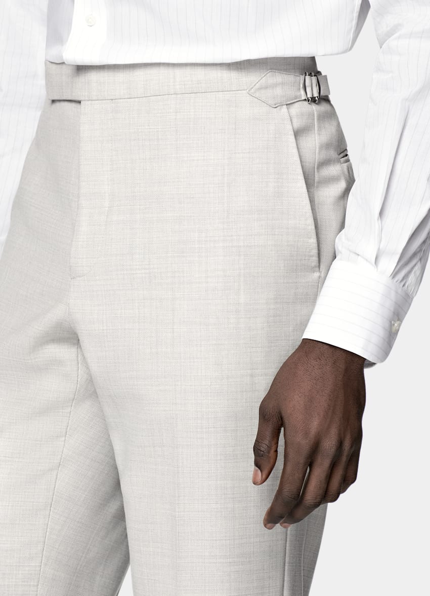 SUITSUPPLY All Season Pure S130's Wool by Drago, Italy Light Grey Tailored Fit Havana Suit