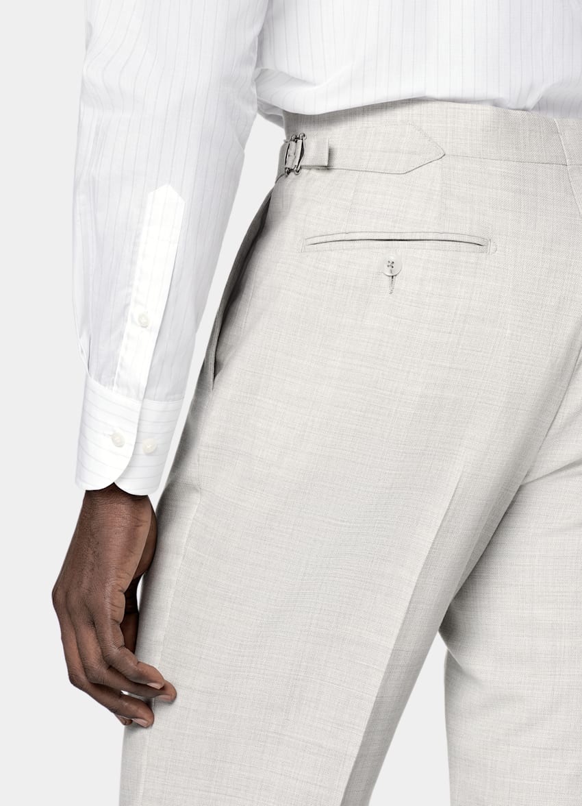 SUITSUPPLY All Season Pure S130's Wool by Drago, Italy Light Grey Tailored Fit Havana Suit