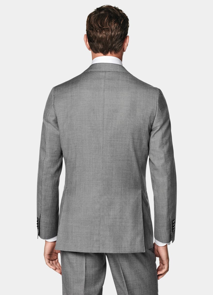 SUITSUPPLY All Season Pure S130's Wool by Drago, Italy Mid Grey Checked Tailored Fit Havana Suit