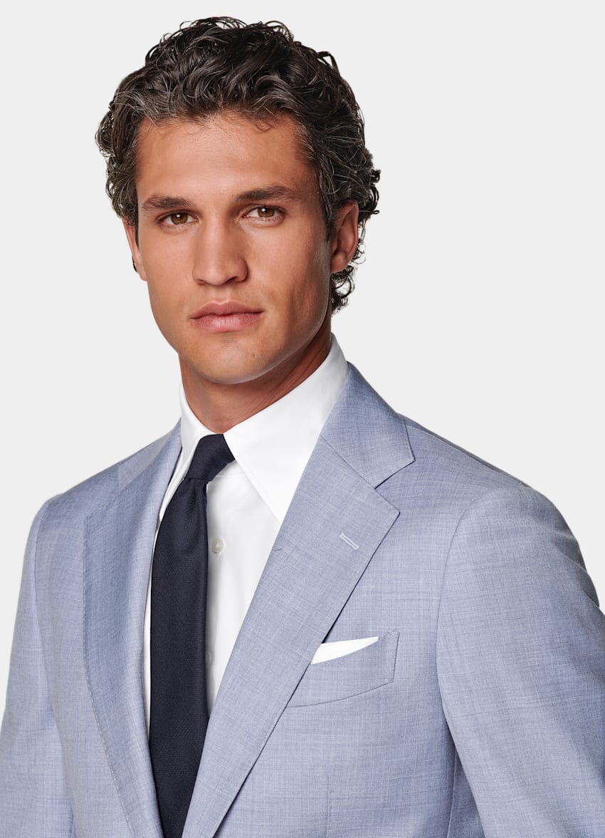 SUITSUPPLY All Season Pure Wool by Reda, Italy Light Blue Perennial Tailored Fit Havana Suit