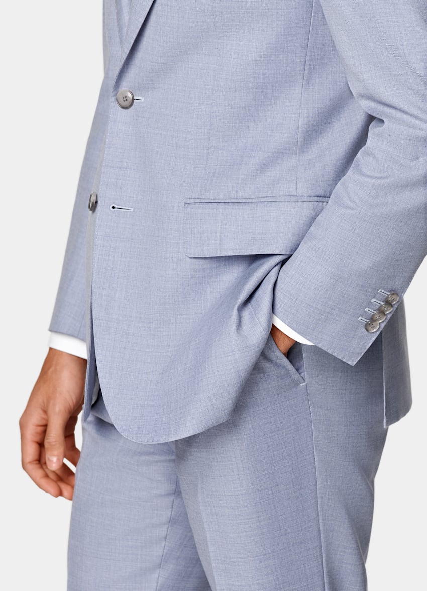 SUITSUPPLY All Season Pure Wool by Reda, Italy Light Blue Perennial Tailored Fit Havana Suit