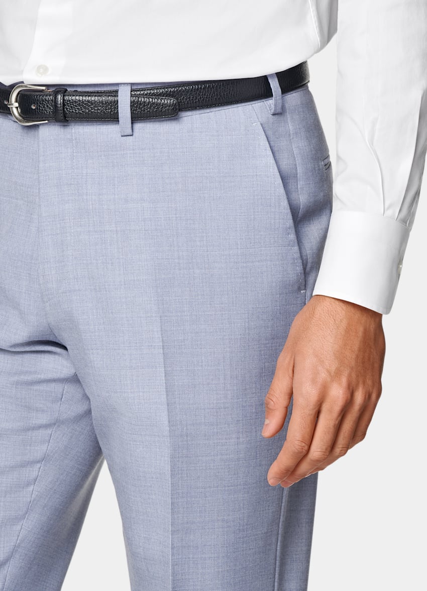 SUITSUPPLY All Season Pure Wool by Reda, Italy Light Blue Perennial Tailored Fit Havana Suit