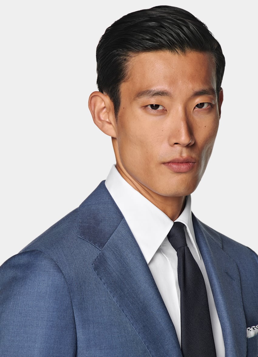 SUITSUPPLY All Season Pure S130's Wool by Reda, Italy Mid Blue Tailored Fit Havana Suit