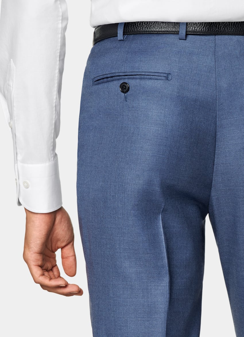 SUITSUPPLY All Season Pure S130's Wool by Reda, Italy Mid Blue Tailored Fit Havana Suit
