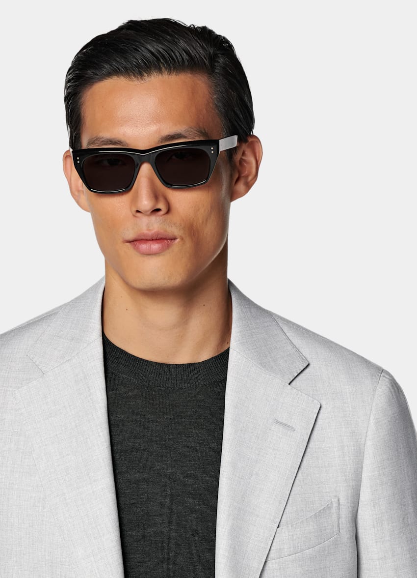 SUITSUPPLY All Season Pure Wool by Reda, Italy Light Grey Perennial Tailored Fit Havana Suit