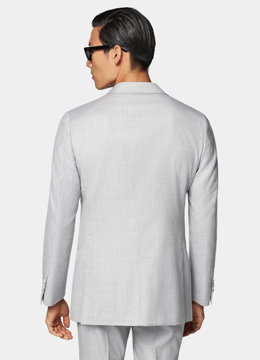 SUITSUPPLY All Season Pure Wool by Reda, Italy Light Grey Perennial Tailored Fit Havana Suit