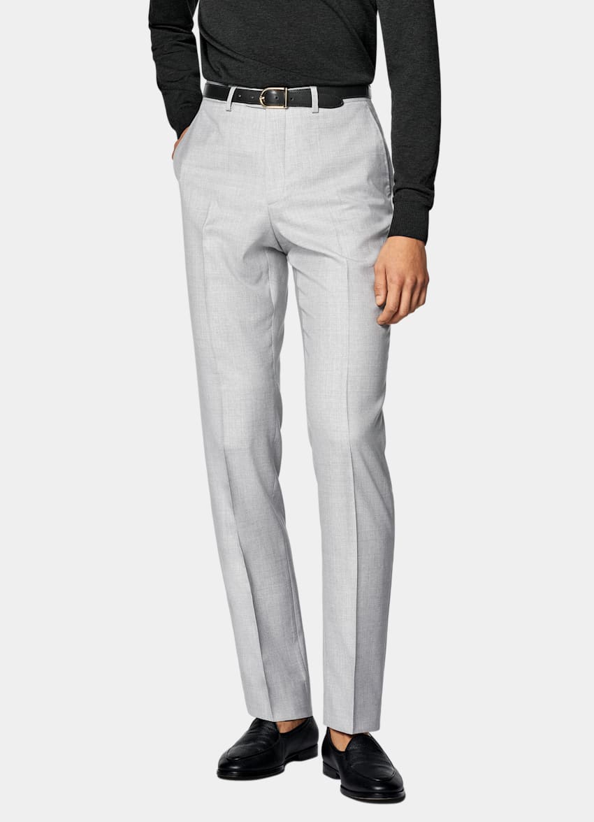 SUITSUPPLY All Season Pure Wool by Reda, Italy Light Grey Perennial Tailored Fit Havana Suit