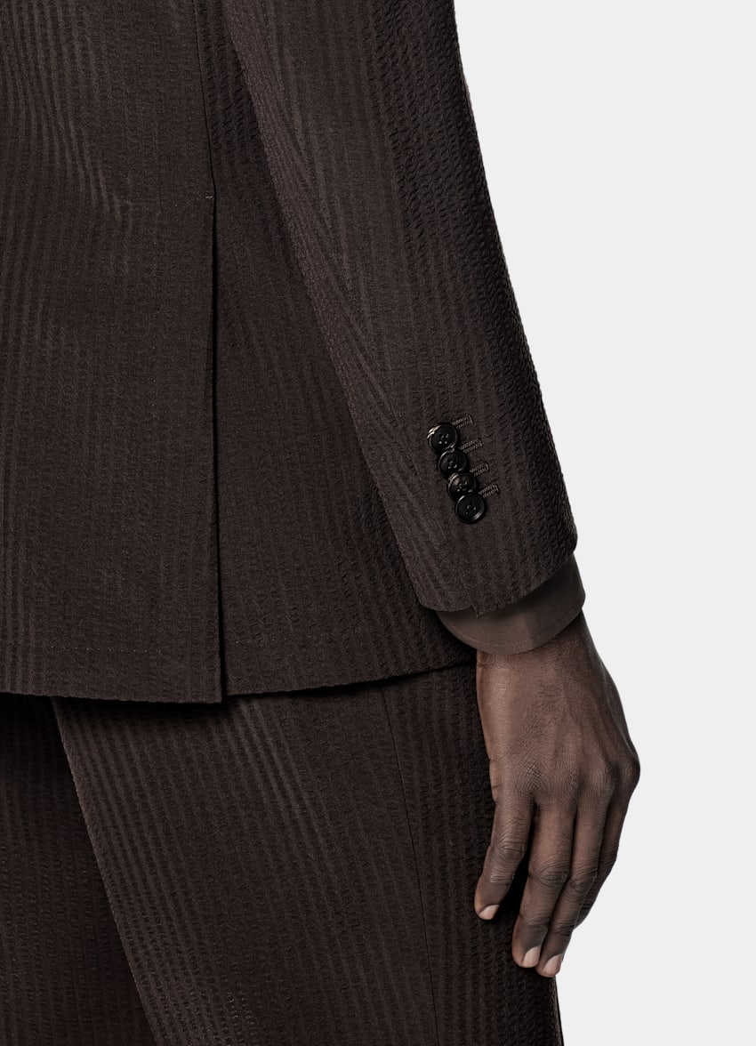 SUITSUPPLY Summer Pure Wool by Delfino, Italy Dark Brown Relaxed Fit Roma Suit