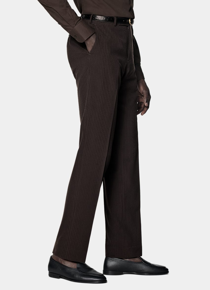 SUITSUPPLY Summer Pure Wool by Delfino, Italy Dark Brown Relaxed Fit Roma Suit