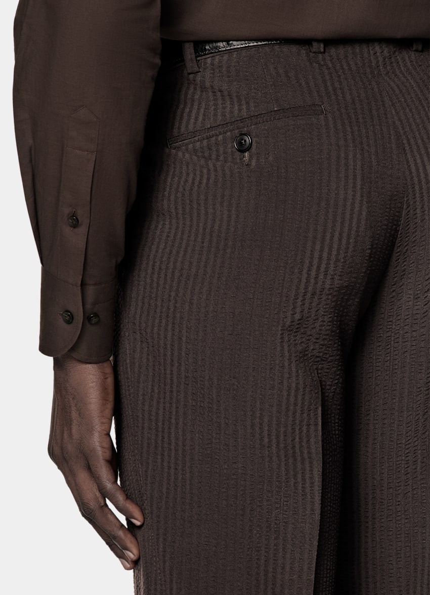 SUITSUPPLY Summer Pure Wool by Delfino, Italy Dark Brown Relaxed Fit Roma Suit