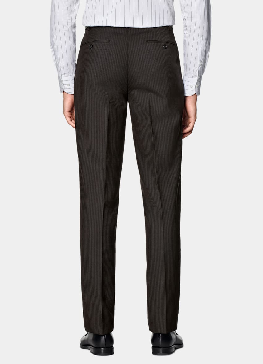SUITSUPPLY All Season Pure Wool by Marling & Evans, United Kingdom Black Striped Tailored Fit Milano Suit