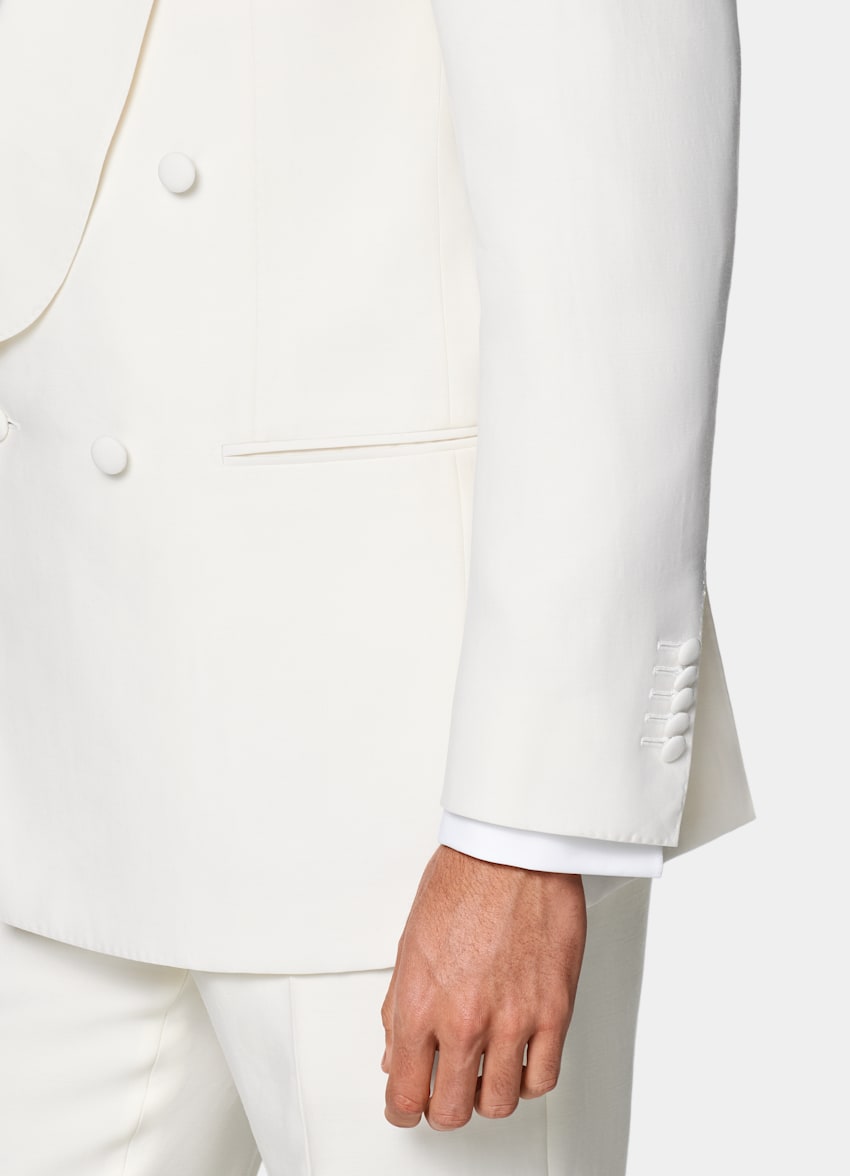 SUITSUPPLY All Season Wool Silk by Piacenza, Italy Off-White Tailored Fit Milano Tuxedo