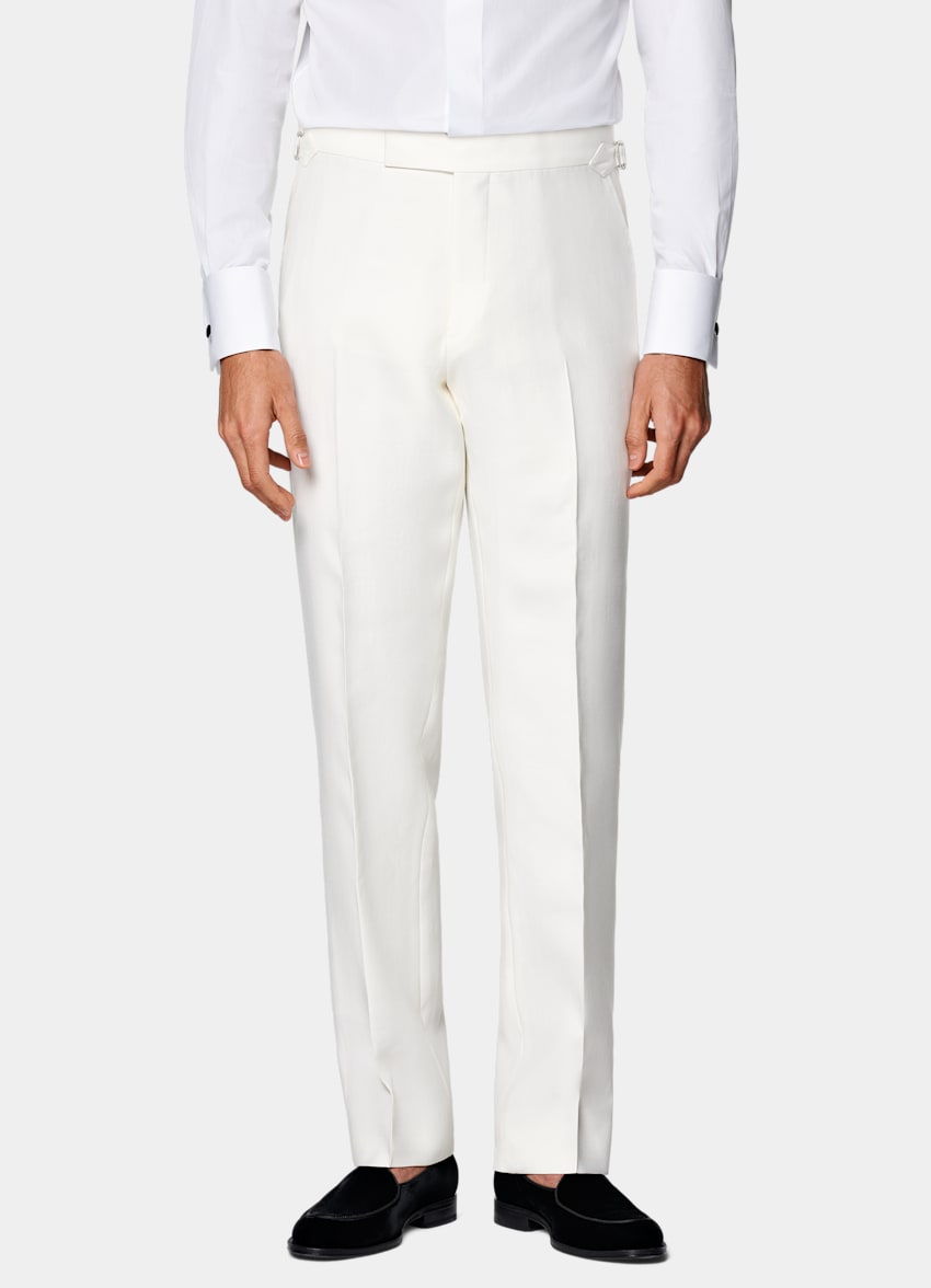 SUITSUPPLY All Season Wool Silk by Piacenza, Italy Off-White Tailored Fit Milano Tuxedo