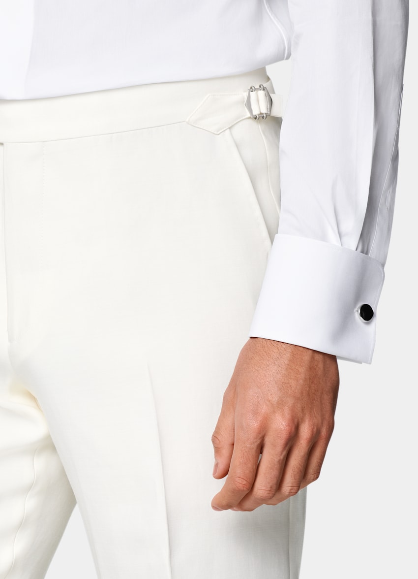 SUITSUPPLY All Season Wool Silk by Piacenza, Italy Off-White Tailored Fit Milano Tuxedo