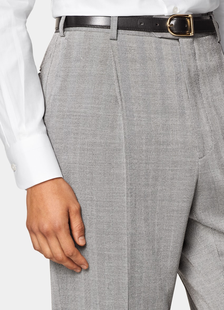 SUITSUPPLY All season Laine soie par Rogna, Italie Costume Milano coupe Tailored gris à chevrons