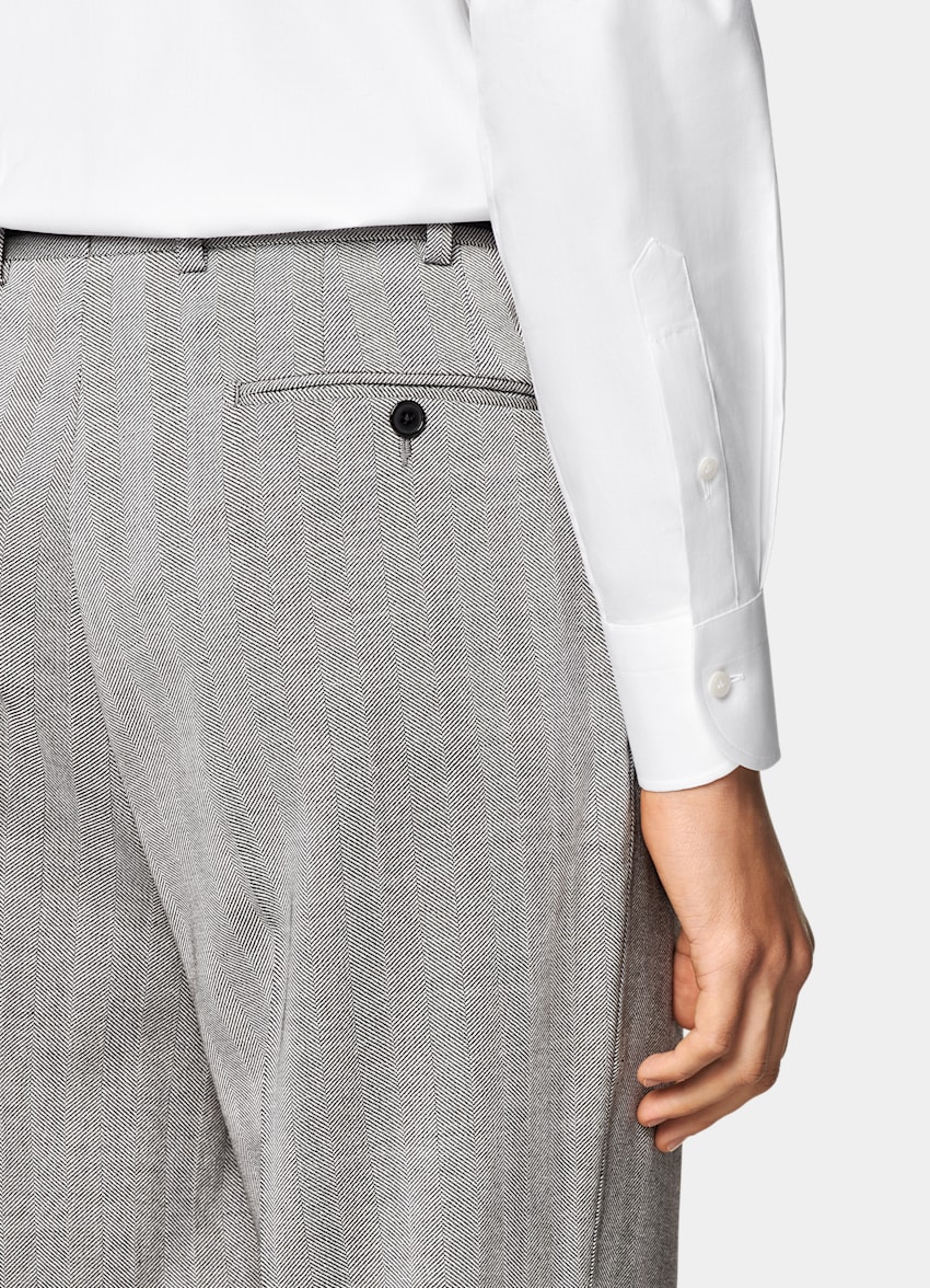 SUITSUPPLY All season Laine soie par Rogna, Italie Costume Milano coupe Tailored gris à chevrons