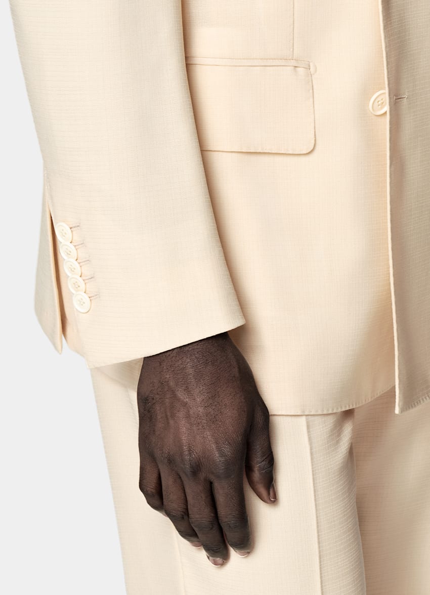 SUITSUPPLY All Season Wool Mohair by Vitale Barberis Canonico, Italy Light Yellow Tailored Fit Milano Suit