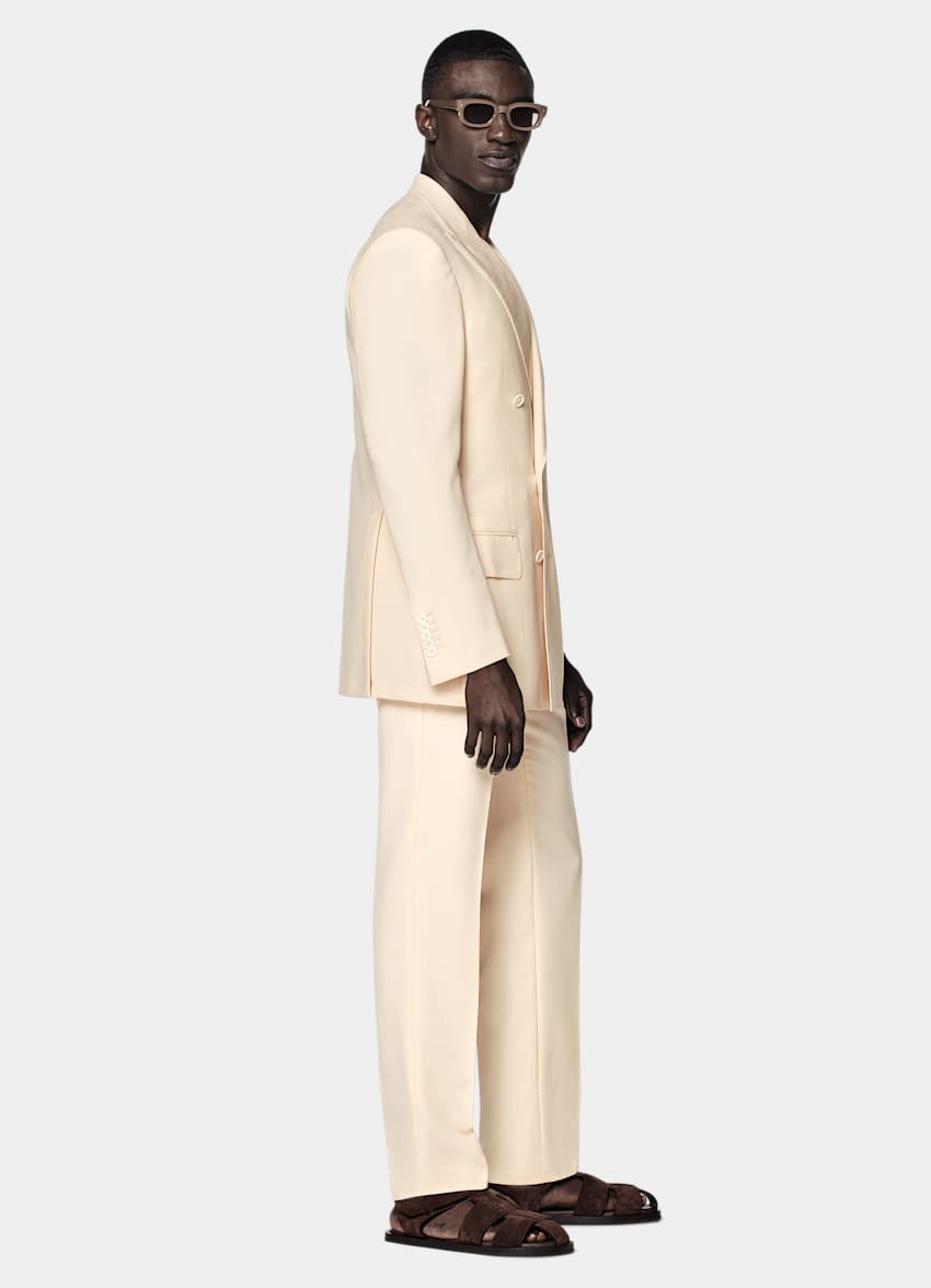 SUITSUPPLY All Season Wool Mohair by Vitale Barberis Canonico, Italy Light Yellow Tailored Fit Milano Suit