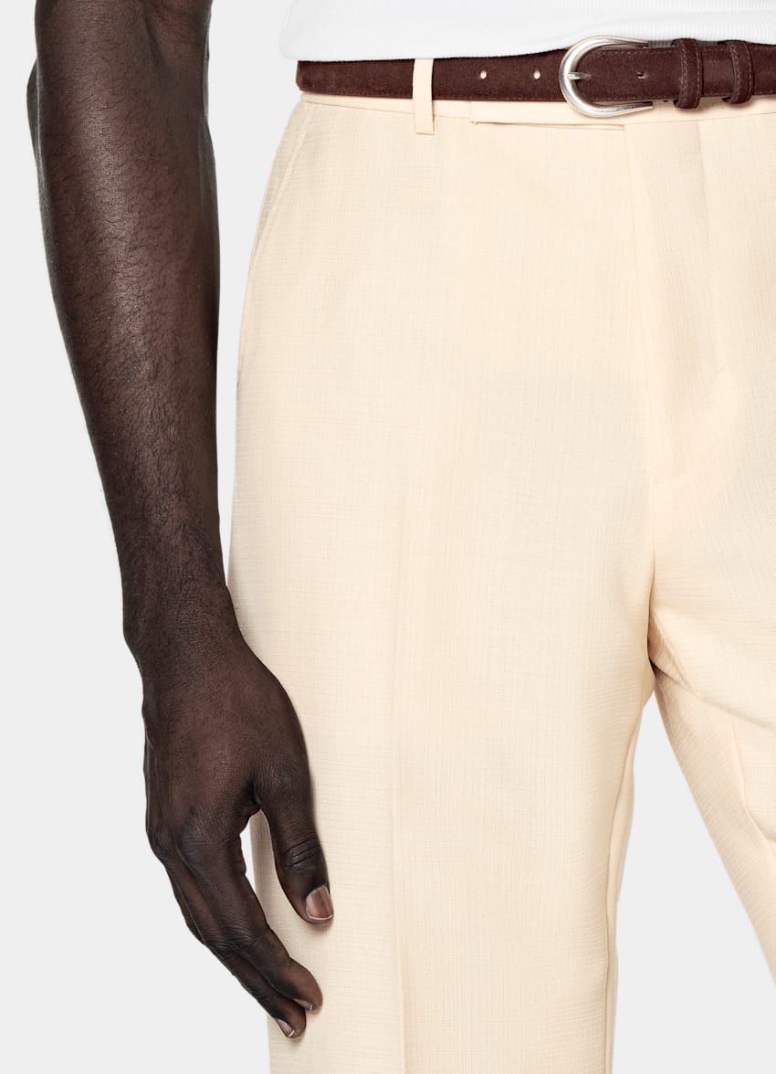 SUITSUPPLY All Season Wool Mohair by Vitale Barberis Canonico, Italy Light Yellow Tailored Fit Milano Suit